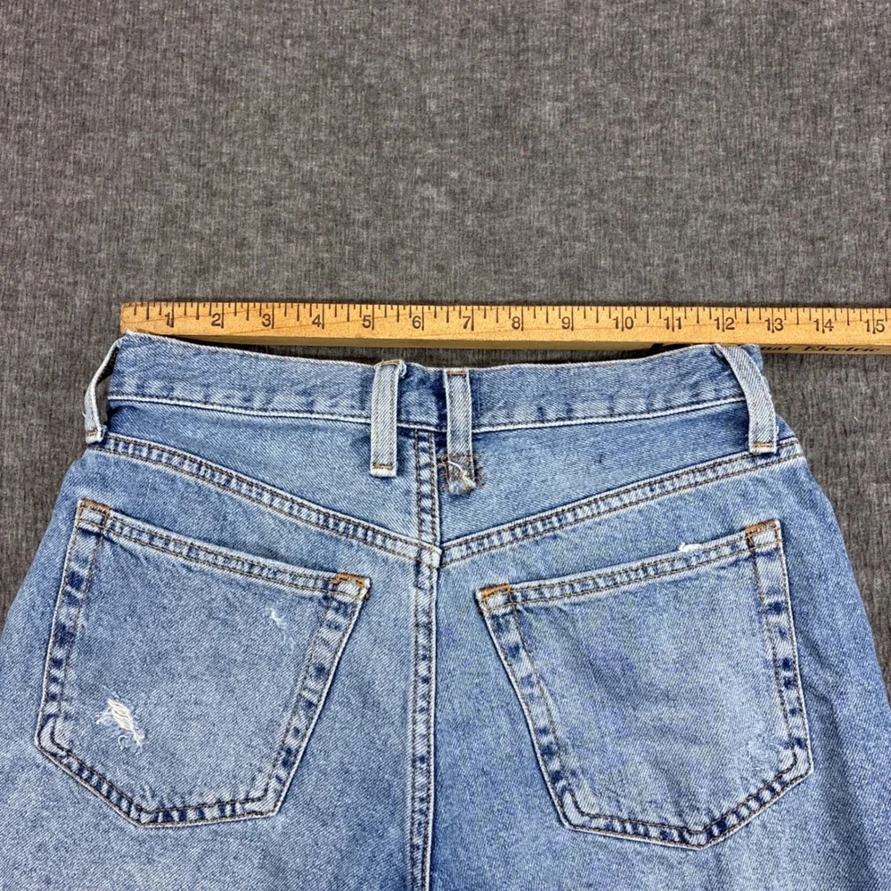 Free People We The Free Denim Shorts Women 24 Blue Distressed Raw Hem